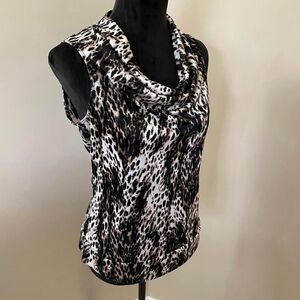 Cowl Neck Animal Print Sleeveless Blouse Size M Alfani Career Statement Chic